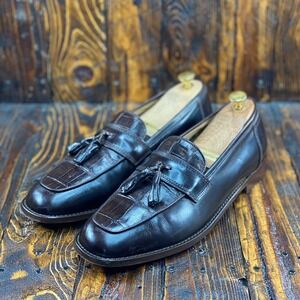 Belvedere Florence Genuine Crocodile Brown Leather Tassel Loafer Shoe Size 11.5M